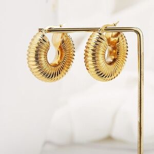 Gold Chunky Snail Shell Hollow Earrings